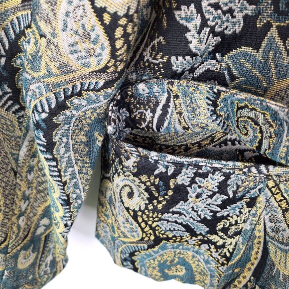 Sunset Cove Paisley Tapestry Blazer Size 14. Blue Black Gold Threads Floral - Picture 9 of 14
